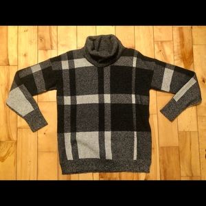 turtleneck plaid sweater
